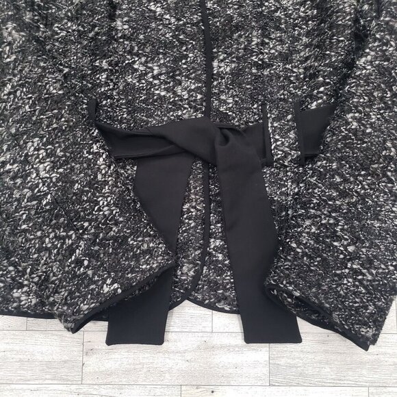 Sandro Sportswear Tweed Blazer Jacket Tie Waist Black Size M Moto Dark Feminine - Picture 8 of 11